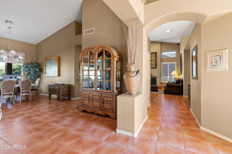 Living froom to kitchen and family room