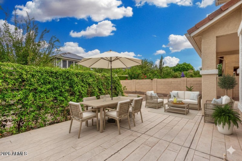 Back patio furnished