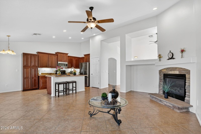 Kitchen-to-Family Room Flow