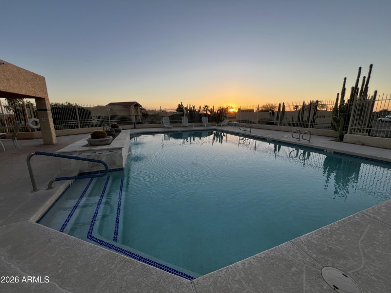 community pool at dusk