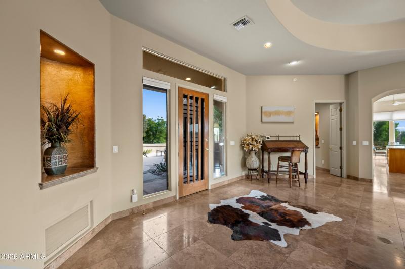 Polished travertine floors