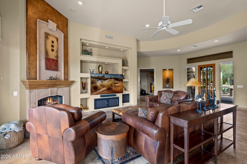 TV wall and fireplace