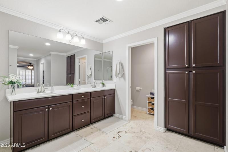 water closet and linen storage