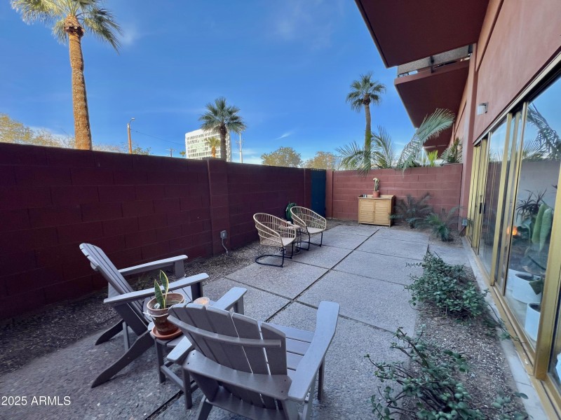 Outside patio looking E