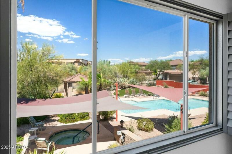 View from Loft with swimming pool