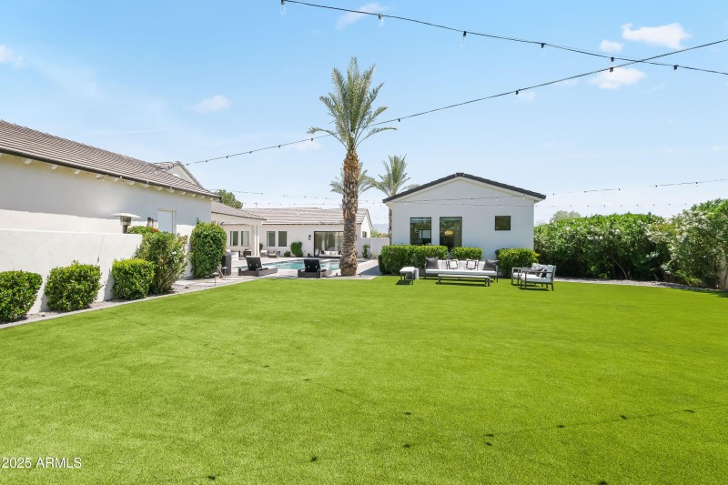 Backyard Turf with Bistro Lighting