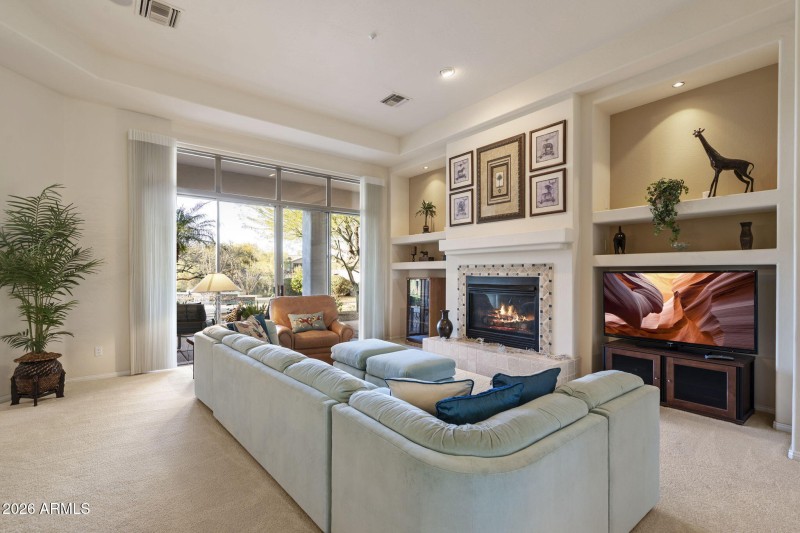 Living room with fireplace