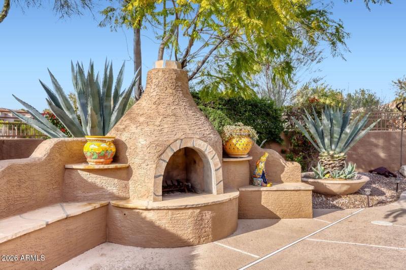 Outdoor Fireplace and sitting area