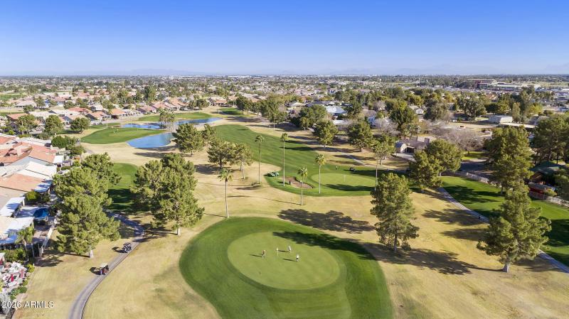 Aerial golf course view