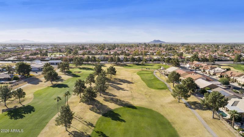 Aerial golf course view