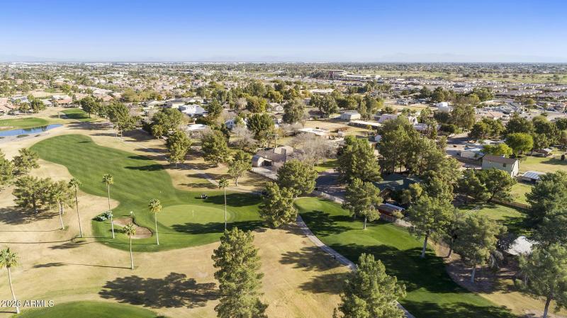 Aerial golf course view