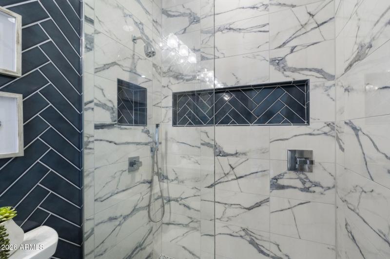 Zero edge shower in Powder Room