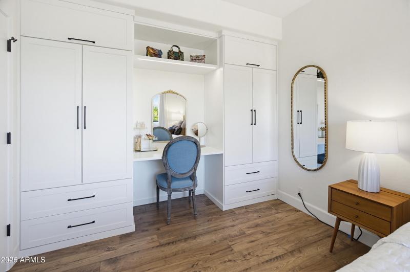 Bedroom with Built-In Closet & Vanity