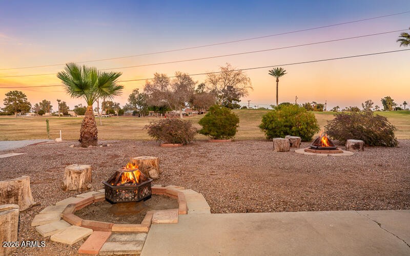 Backyard- firepits and golfcourse views