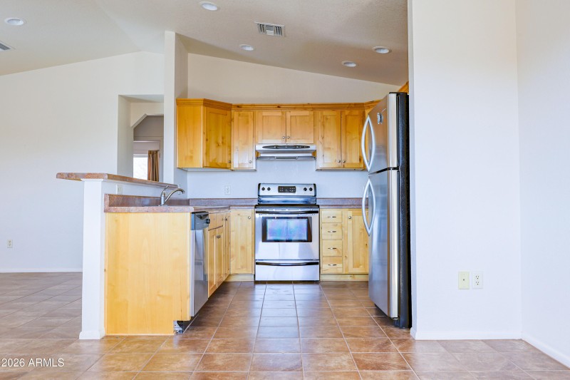 View from dining into kitchen