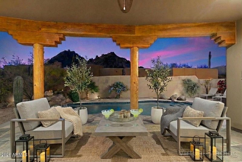 Backyard Covered Patio Virtually Staged