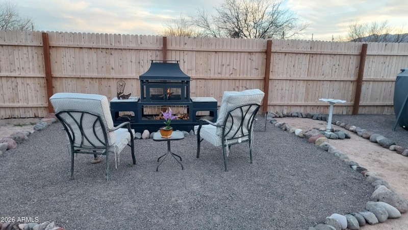 Fireplace in back yard.