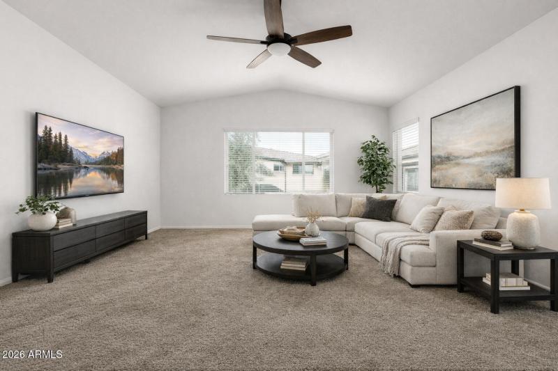 family room virtually staged