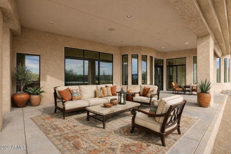 Southwestern patio with desert view
