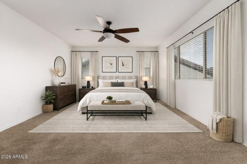 Primary bedroom virtually staged