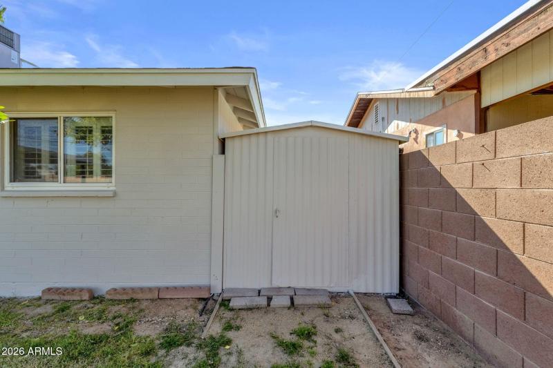 Storage area on west side of house