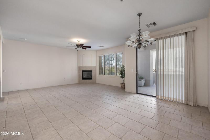 Gas fireplace & views to pool