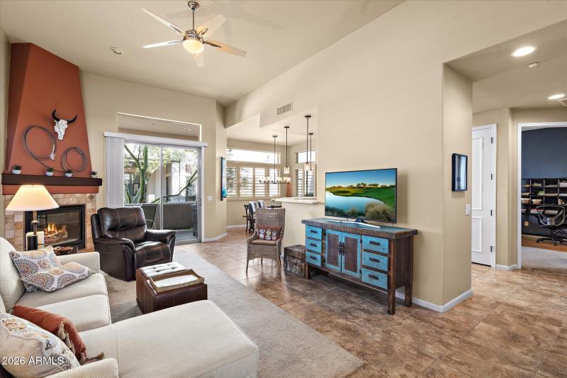 Living room from entrance toward hallway
