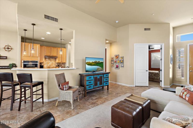 Living room and kitchen breakfast bar