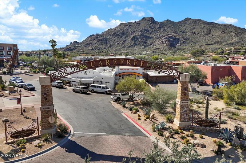Town of Carefree gateway drone view