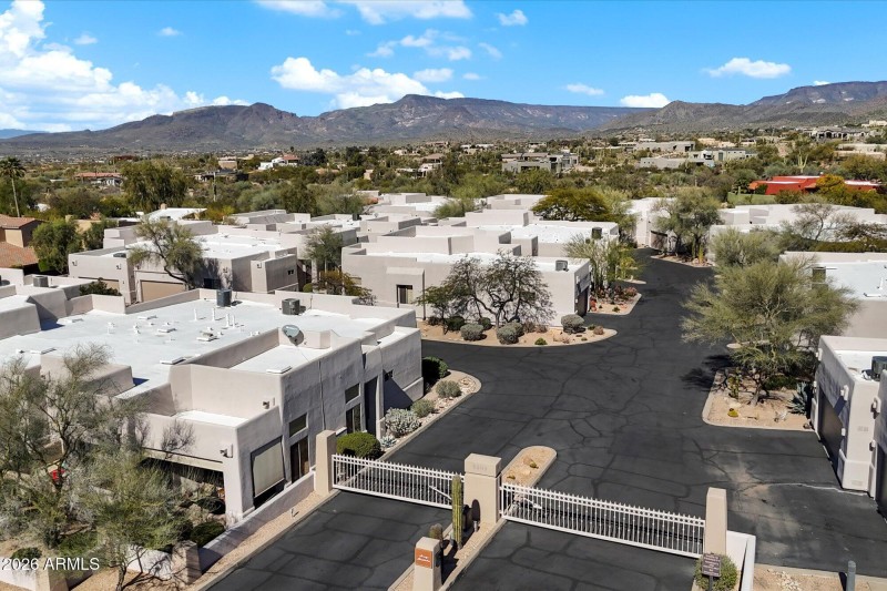 Arroyo Montana gated entrance drone view