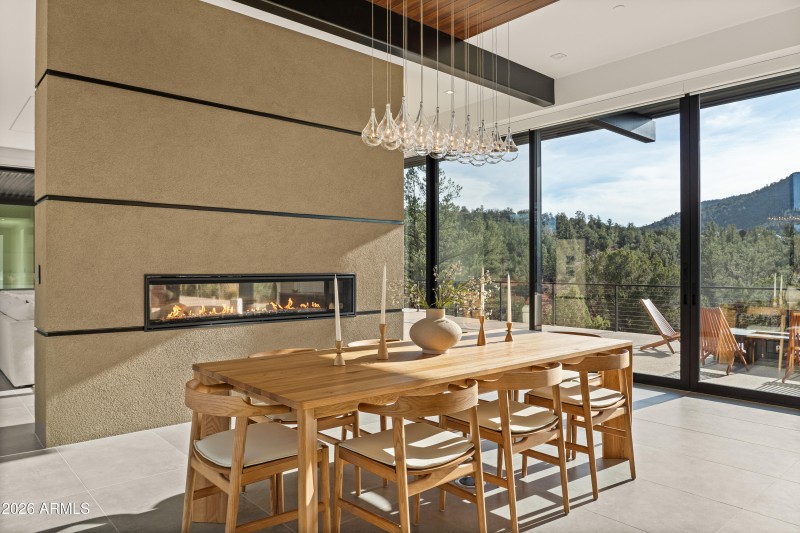 Dining Room with See Through Fireplace