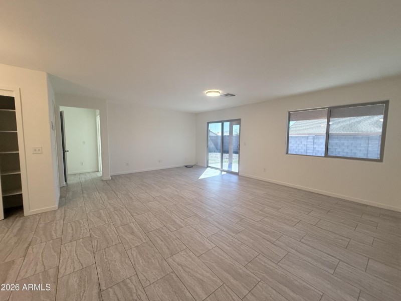 living room with slider to outdoors