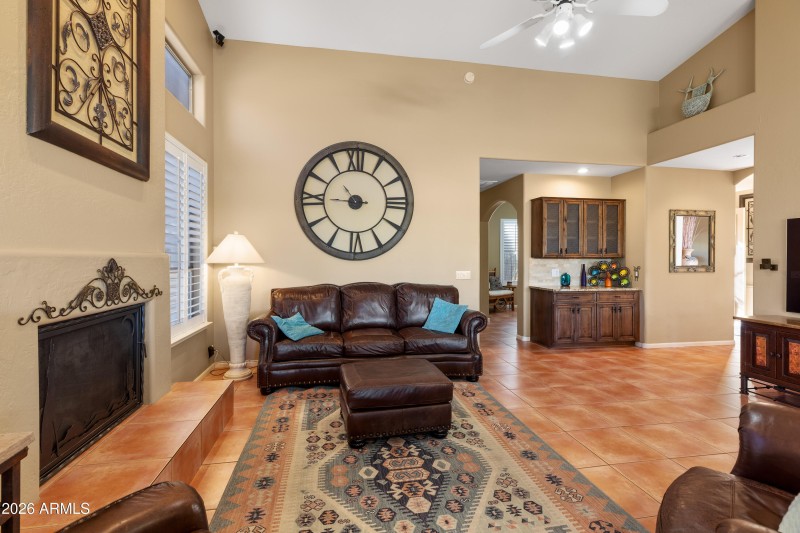 Family room Fireplace and built-in Bar