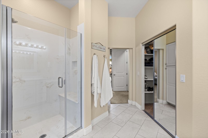 Primary Bath over sized Tile Shower