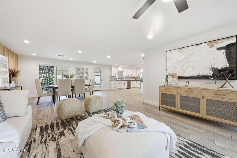 Open Living to Kitchen Flow