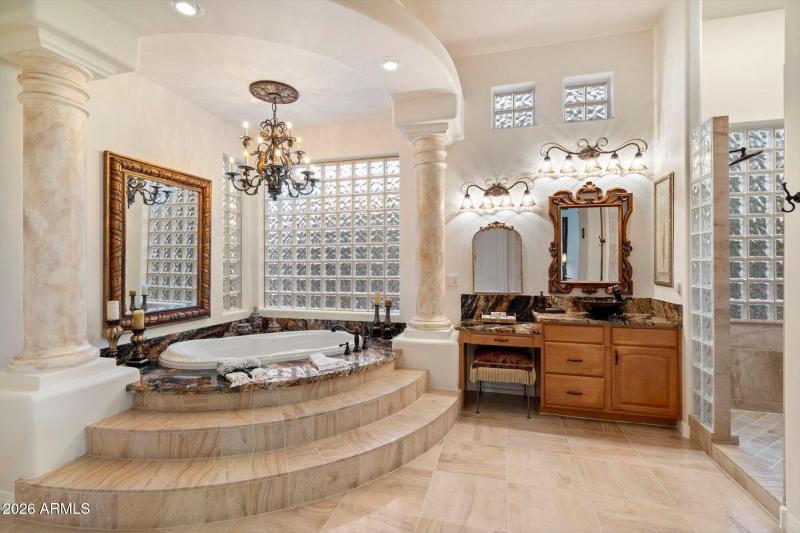 Chandelier & Dual Vanities