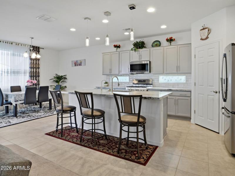 open space kitchen and dining