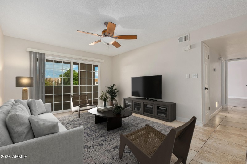 Virtually staged living room