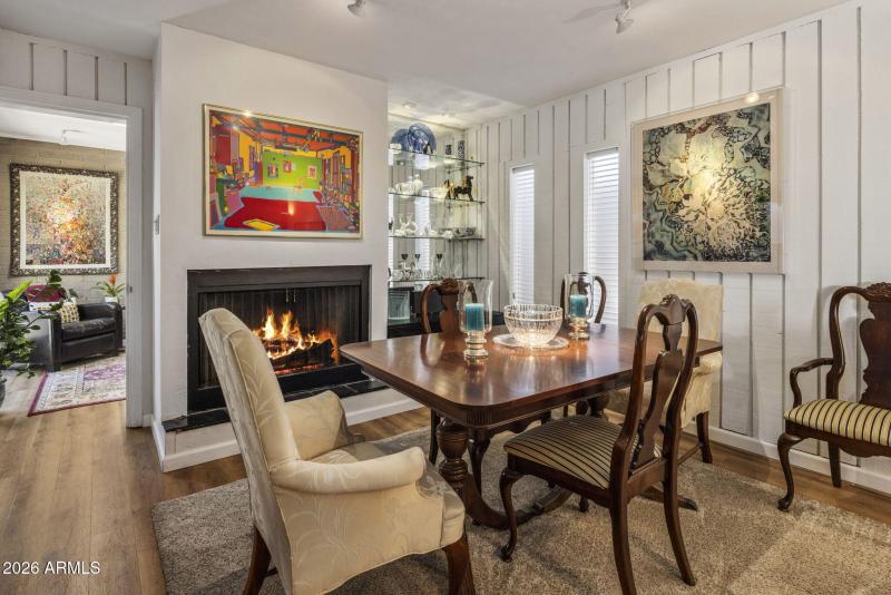 Dining Room with fireplace