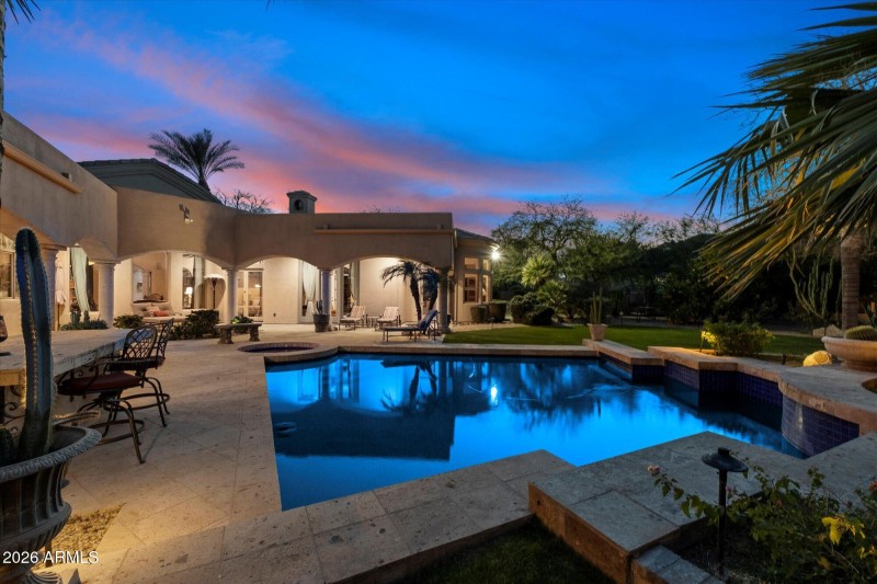 Twilight Backyard and Pool