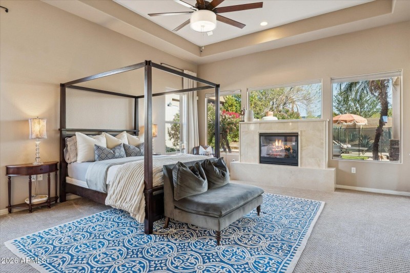 Primary Bedroom With Gas Fireplace