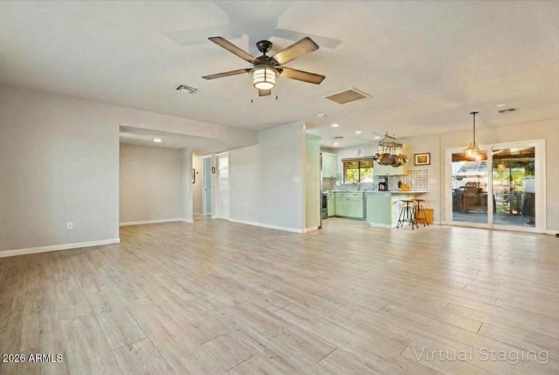 Living room toward kitchen