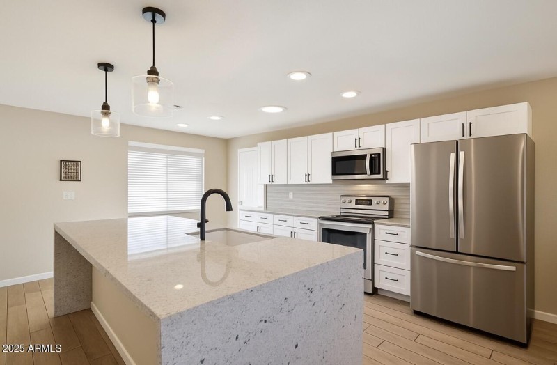 Open Kitchen with Waterfall island