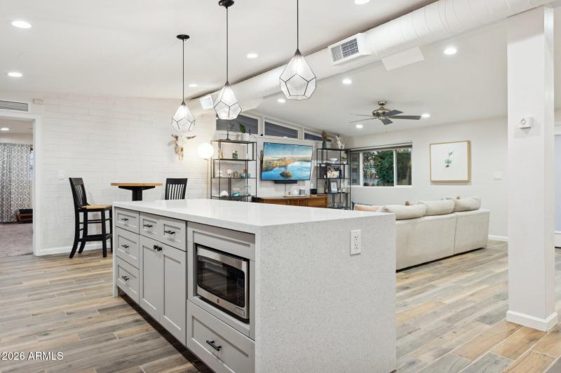 View from kitchen to living room