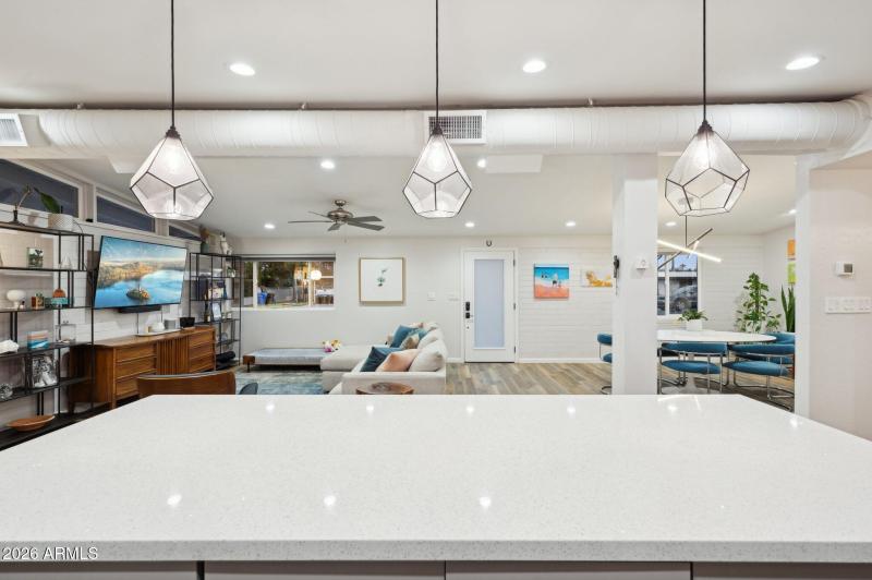 View to living space from kitchen