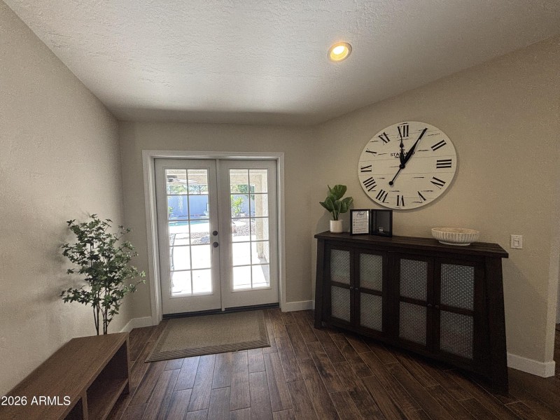 French doors to backyard