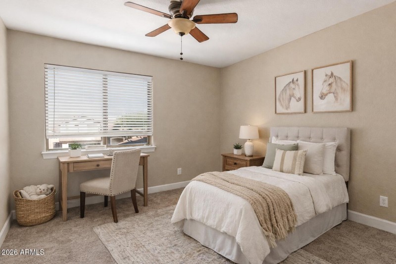 Serene neutral bedroom with rustic charm