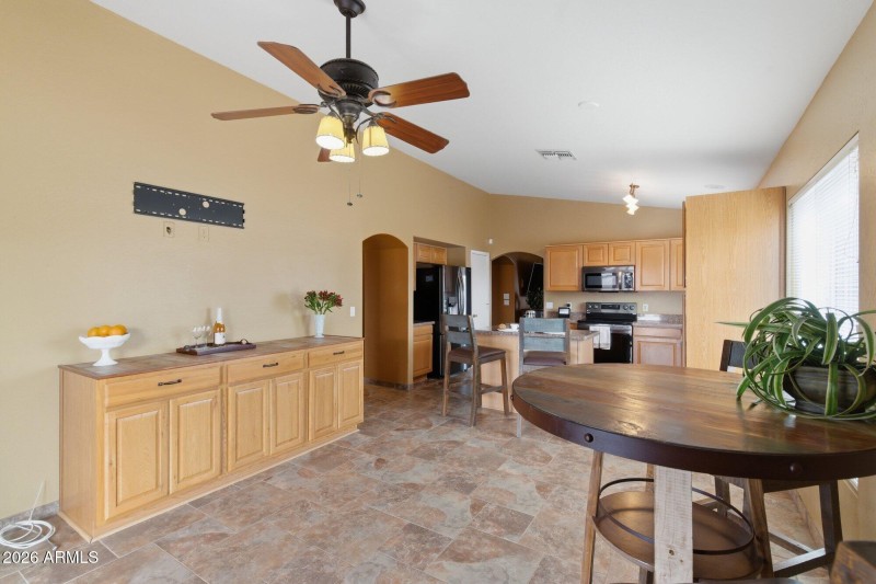 Built in cabinet and dining area