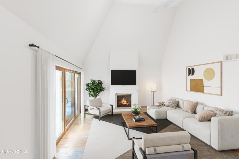 Spacious Living rm w Fireplace