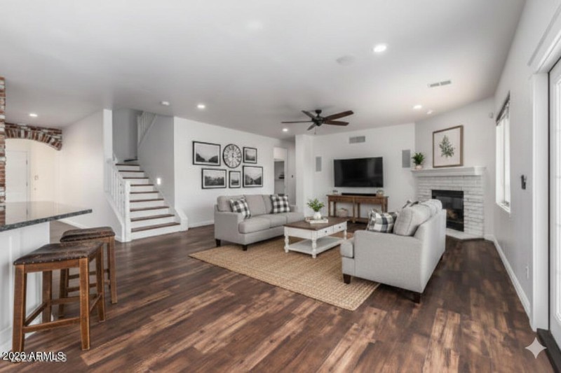 Family room virtually staged